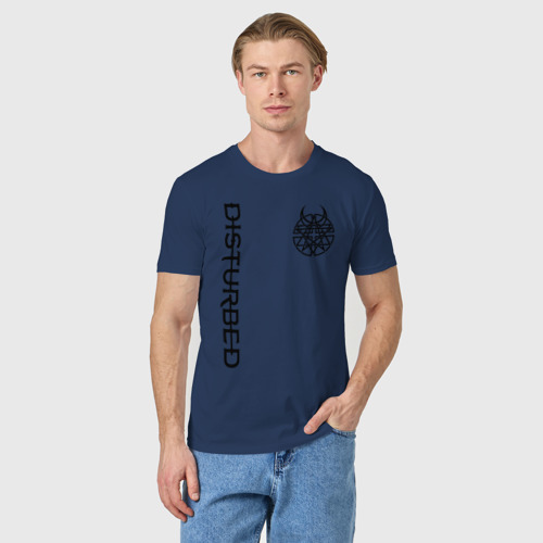 Мужская футболка хлопок Disturbed, цвет темно-синий - фото 3