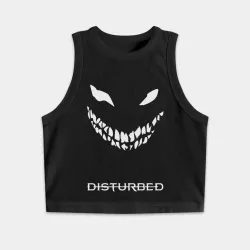 Женская укороченная майка-топ хлопок Disturbed face