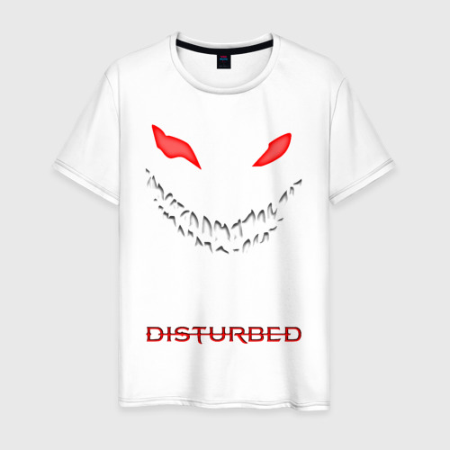 Мужская футболка из хлопка с принтом Disturbed face, вид спереди №1