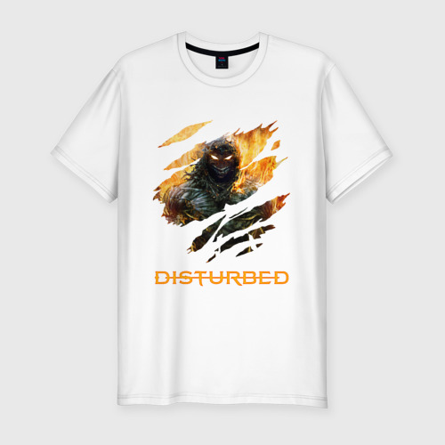 Мужская футболка приталенная из хлопка с принтом Disturbed face, вид спереди №1