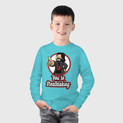 Детский лонгслив хлопок Киану Ривз, цвет бирюзовый - фото 3