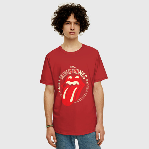 Мужская футболка хлопок Oversize Rolling Stones, цвет красный - фото 3