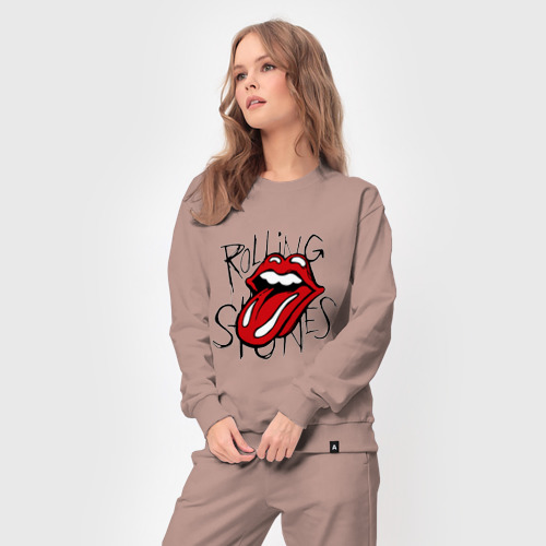 Женский костюм хлопок Rolling Stones, цвет пыльно-розовый - фото 5