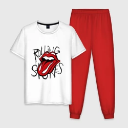 Мужская пижама с белой футболкой хлопок Rolling Stones