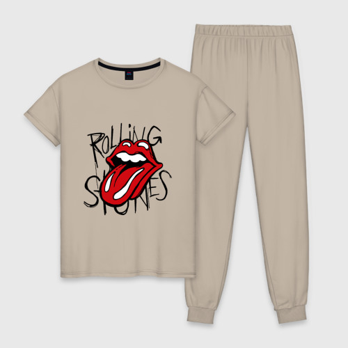 Женская пижама хлопок Rolling Stones, цвет миндальный