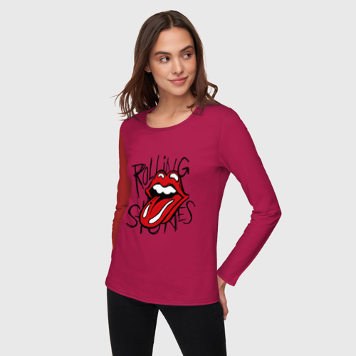 Женский лонгслив хлопок Rolling Stones, цвет маджента - фото 3