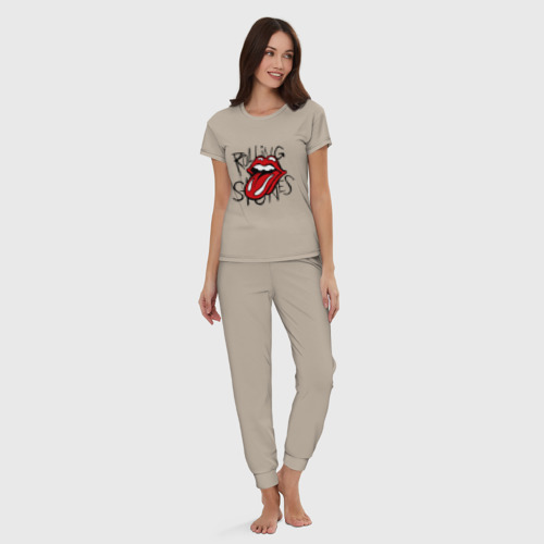 Женская пижама хлопок Rolling Stones, цвет миндальный - фото 5