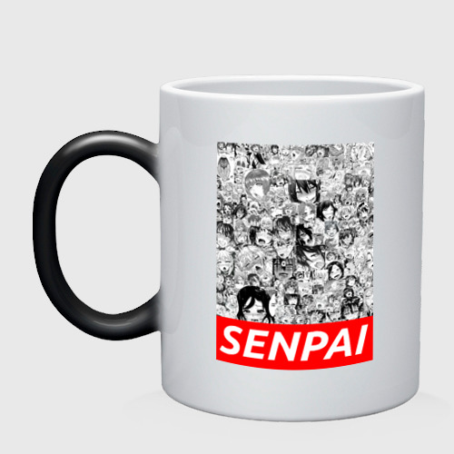 Кружка хамелеон Senpai, цвет белый + черный