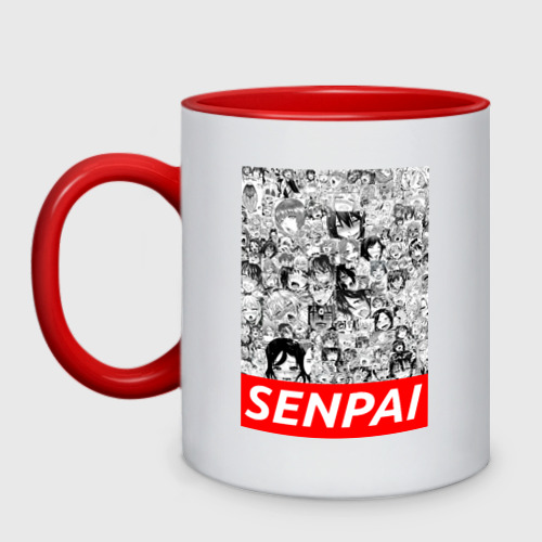 Кружка двухцветная Senpai, цвет белый + красный