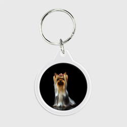 Брелок круглый Йоркширский терьер на черном