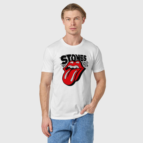 Мужская футболка хлопок the rolling stones, цвет белый - фото 3