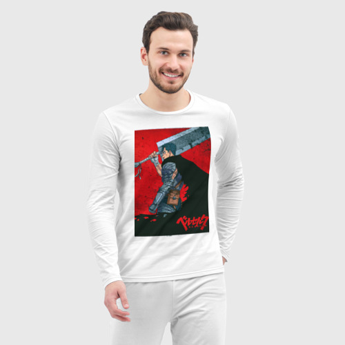 Мужская пижама с лонгсливом хлопок Berserk poster, цвет белый - фото 5
