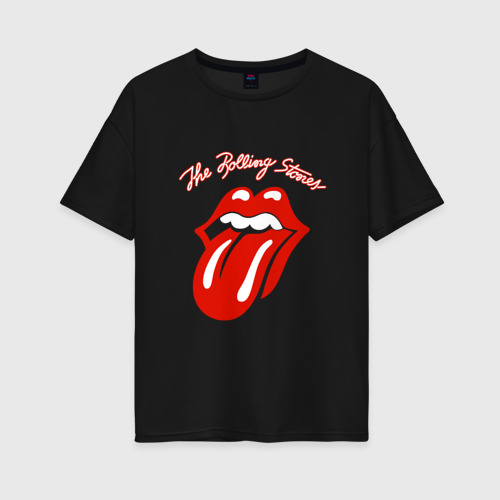 Женская футболка хлопок Oversize The Rolling Stones, цвет черный