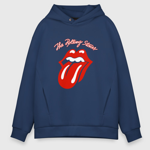 Мужское худи Oversize хлопок The Rolling Stones, цвет темно-синий