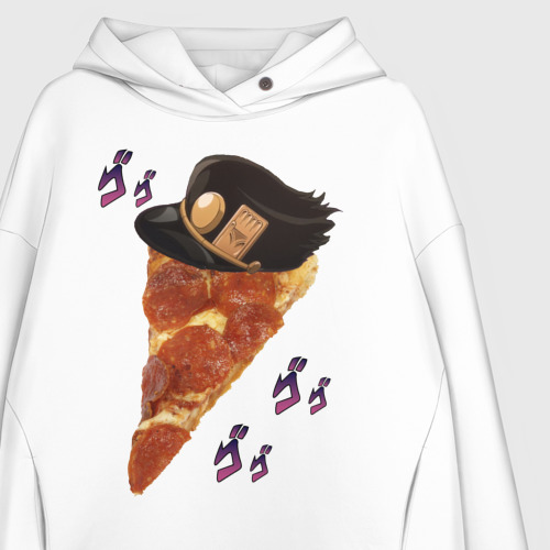 Женское худи Oversize хлопок JoJo Pizza, цвет белый - фото 3