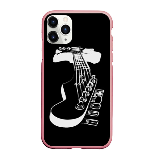 Чехол для iPhone 11 Pro Max матовый Гитара  черно - белая, цвет баблгам