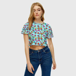 Женская футболка Crop-top 3D Веселые грибы - фото 2