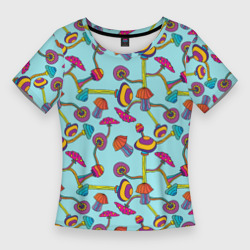 Женская футболка 3D Slim Веселые грибы