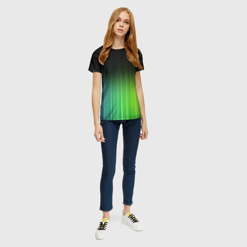 Женская футболка 3D с принтом Неоновые полосы - Минимализм, вид сбоку #3