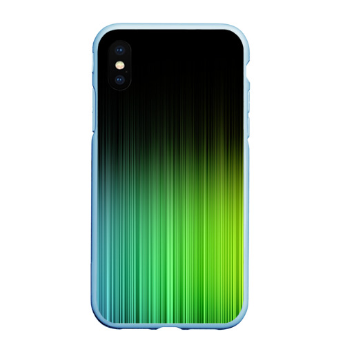 Чехол для iPhone XS Max матовый Неоновые полосы - Минимализм, цвет голубой
