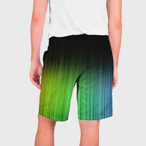 Мужские шорты 3D с принтом Неоновые полосы - Минимализм, вид сзади #1