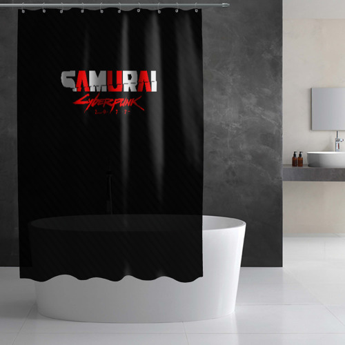 Штора 3D для ванной Cyberpunk 2077 3[Лого сзади] - фото 2
