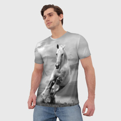 Мужская футболка 3D Белая лошадь - фото 2