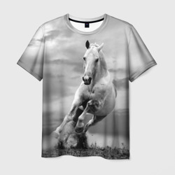 Мужская футболка 3D Белая лошадь
