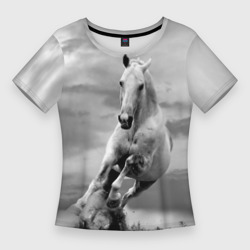 Женская футболка 3D Slim Белая лошадь