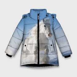 Зимняя куртка для девочек 3D Белый скакун