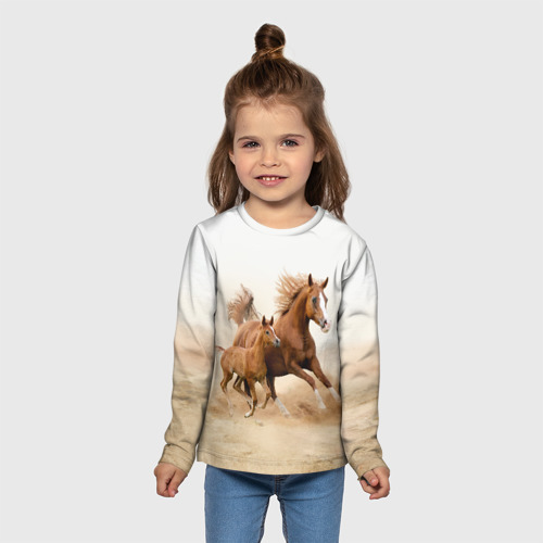 Детский лонгслив 3D Лошадь с жеребенком, цвет 3D печать - фото 5
