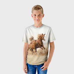 Детская футболка 3D Лошадь с жеребенком - фото 2