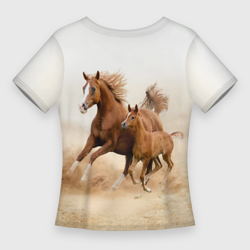 Женская футболка 3D Slim Лошадь с жеребенком, цвет 3D печать - фото 2