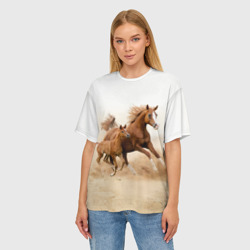 Женская футболка oversize 3D Лошадь с жеребенком - фото 2