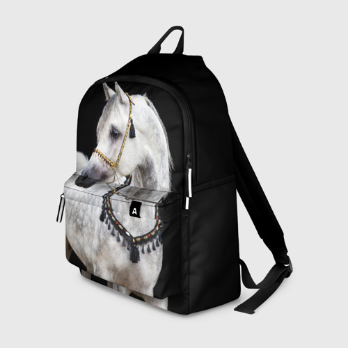 Рюкзак 3D с принтом Серый в яблоках конь, вид спереди #2
