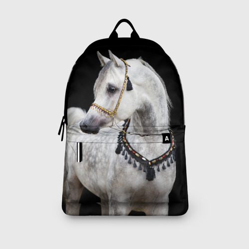 Рюкзак 3D с принтом Серый в яблоках конь, вид сбоку #3