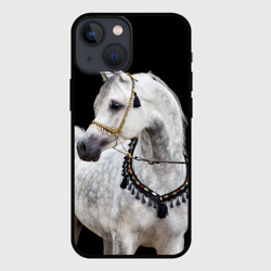 Чехол для iPhone 13 mini Серый в яблоках конь