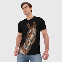Мужская футболка 3D Гнедая лошадь - фото 2
