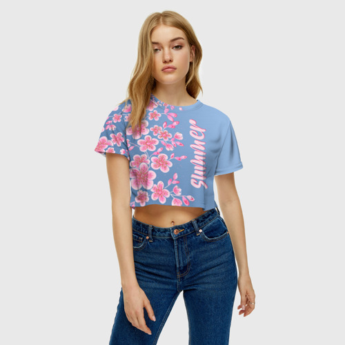 Женская футболка Crop-top 3D Summer, цвет 3D печать - фото 3