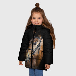 Зимняя куртка для девочек 3D Гнедая лошадь - фото 2