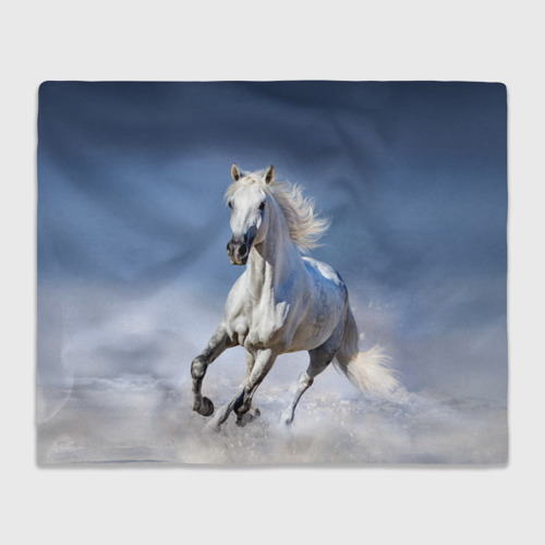 Плед 3D Белая лошадь, цвет 3D (велсофт)