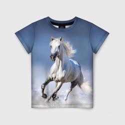 Детская футболка 3D Белая лошадь