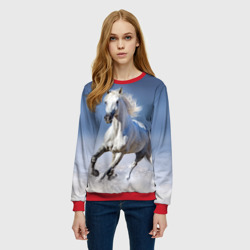Женский свитшот 3D Белая лошадь - фото 2