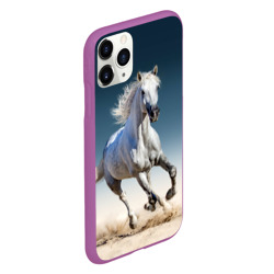 Чехол для iPhone 11 Pro матовый Серый в яблоках конь - фото 2