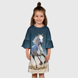 Детское платье 3D Серый в яблоках конь - фото 2