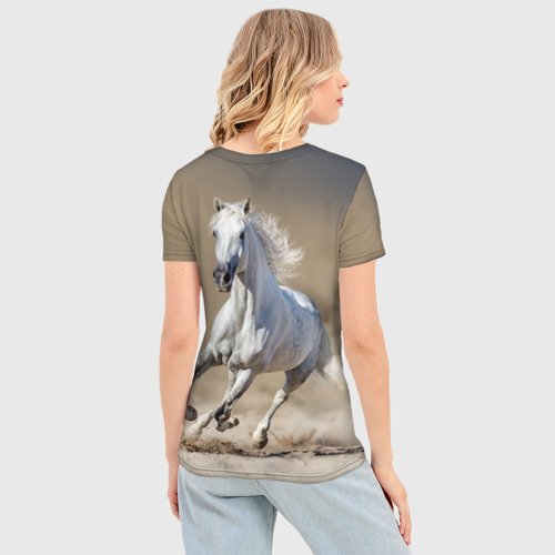 Женская футболка 3D Slim Белый конь, цвет 3D печать - фото 4