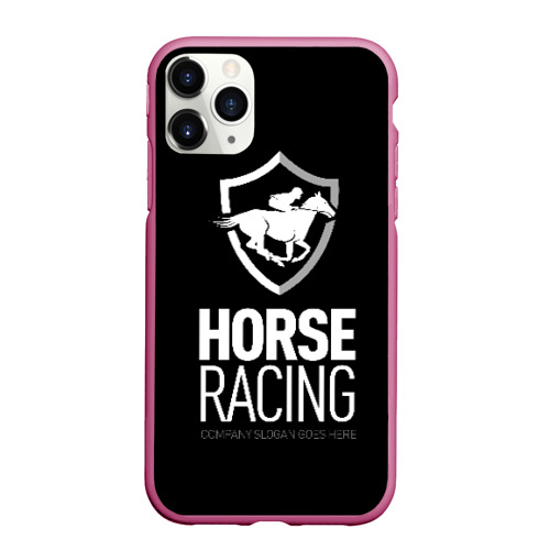 Чехол для iPhone 11 Pro Max матовый Horse racing, цвет малиновый