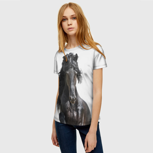 Женская футболка 3D Лошадь, цвет 3D печать - фото 3