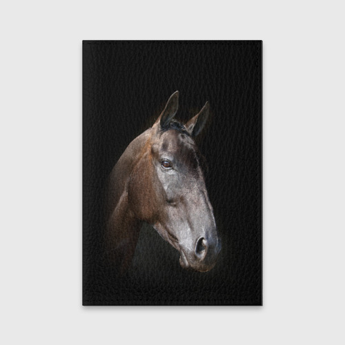 Обложка для паспорта матовая кожа Лошадь, цвет черный