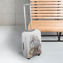 Чехол для чемодана 3D Белая конь мчится галопом - фото 2